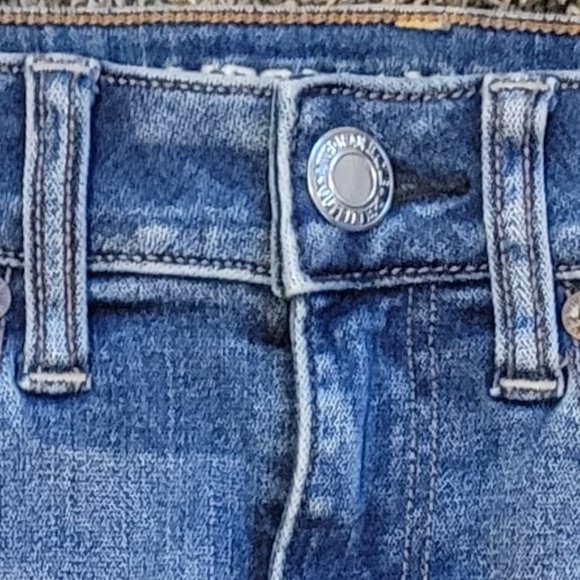 AE American Eagle Distressed Hi Rise Mini Denim Jean Skirt Women’s Size 2 - Picture 5 of 11